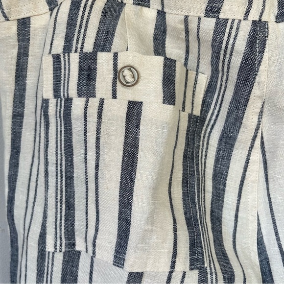 NWT Michael Stars Vertical Stripe Linen Wide Leg Pant Ivory & Chambray S 4/6 - Picture 7 of 14